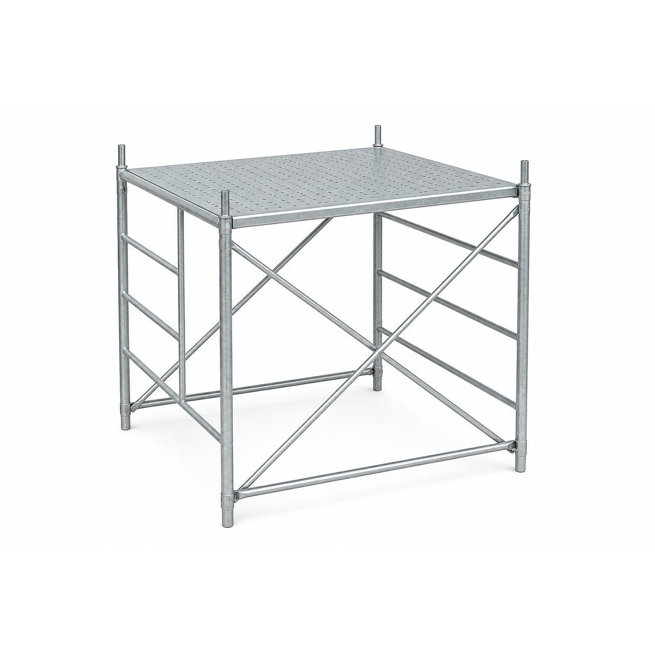 Andamio normado galvanizado 1.50 × 1.50 × 1.50 m con plataforma y cruzetas